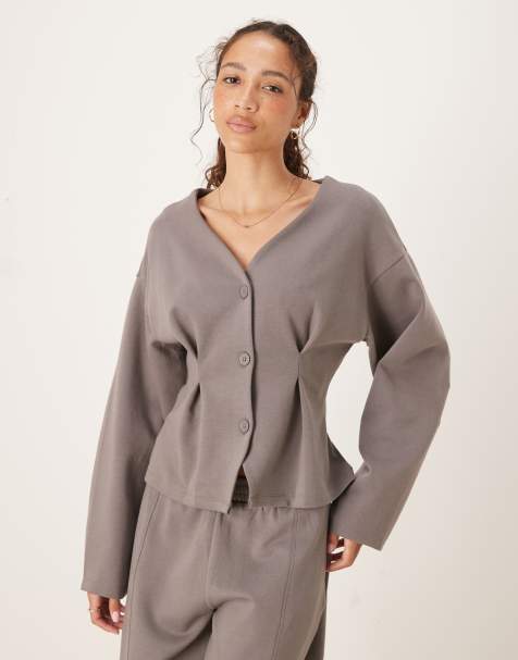 ASOS DESIGN interlock structured cardigan in gray - view 1