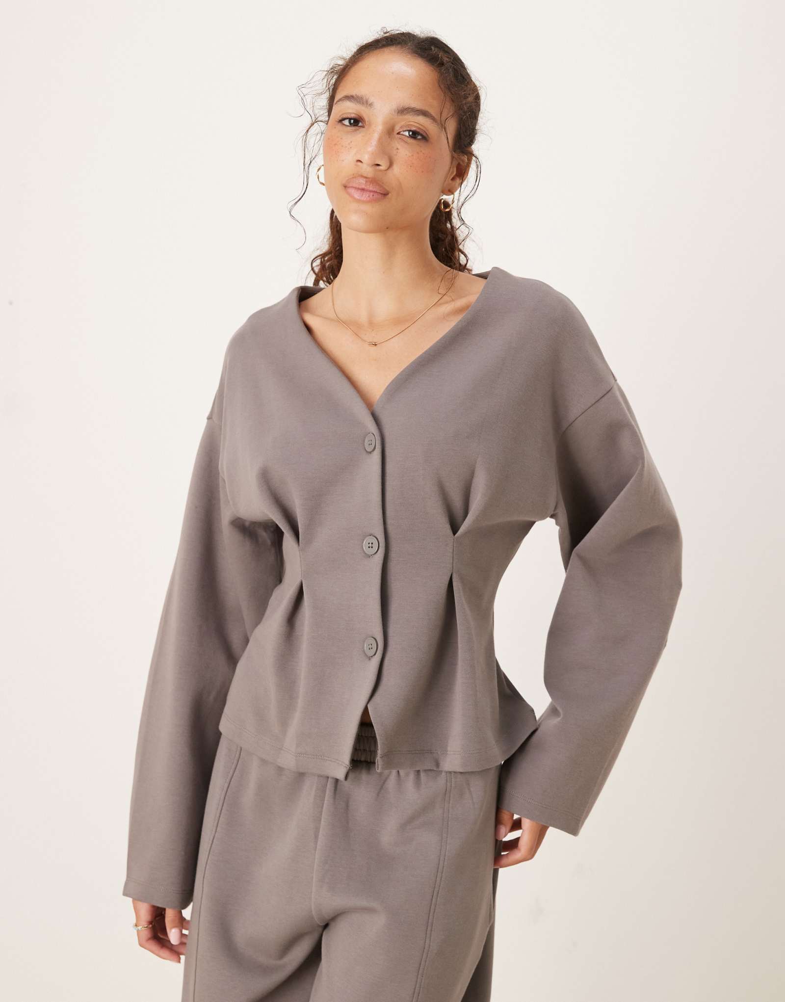 Структурированный кардиган ASOS DESIGN interlock серого цвета