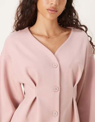 Asos Design Interlock Structured Cardigan In Pink