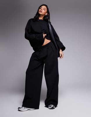 Asos Design Interlock Super Wide Leg Pants In Black