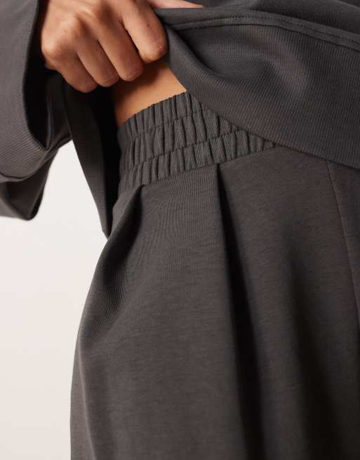 ASOS DESIGN interlock super wide leg pants in charcoal