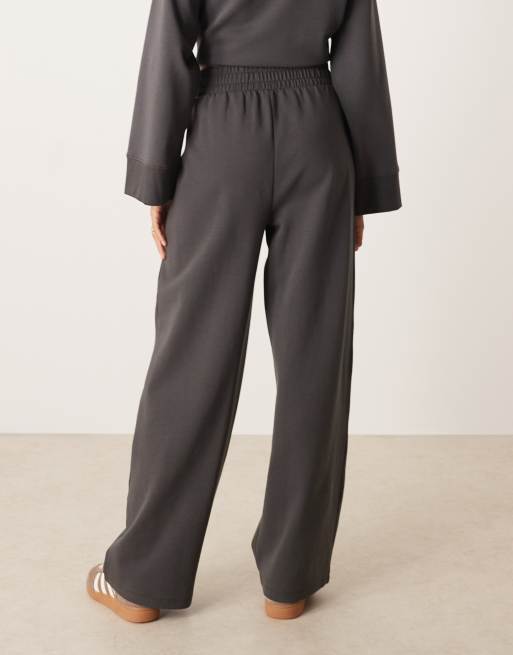 ASOS DESIGN interlock super wide leg pants in charcoal