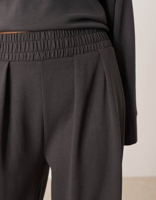 ASOS DESIGN interlock super wide leg pants in charcoal