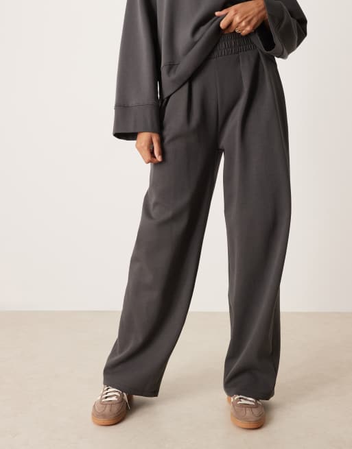 ASOS DESIGN interlock super wide leg pants in charcoal