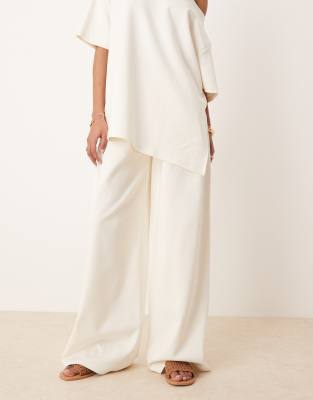 ASOS DESIGN interlock super wide leg pants in coconut milk - part of a set - view 2