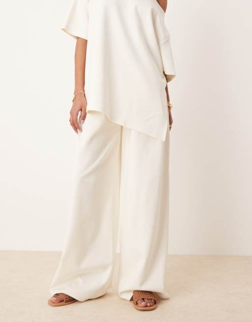 ASOS DESIGN interlock super wide leg pants in coconut milk (part of a set)