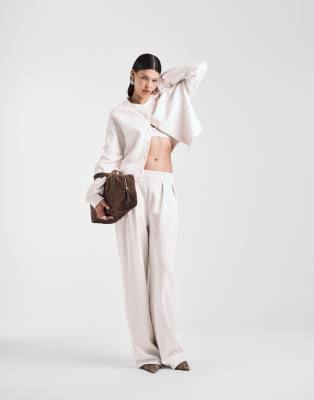 Asos Design Interlock Super Wide Leg Pants In White