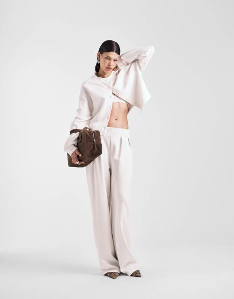 ASOS DESIGN interlock super wide leg pants in cream - view 1