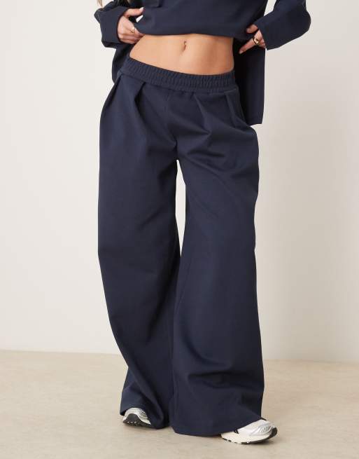 ASOS DESIGN interlock super wide leg pants in navy - part of a set