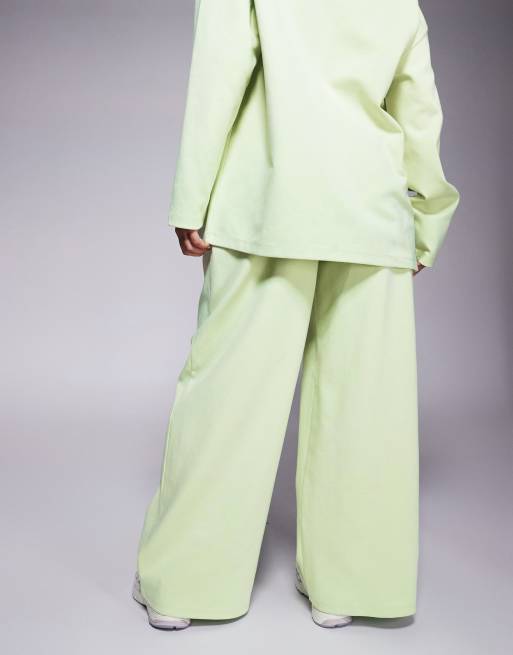 ASOS DESIGN interlock super wide leg pants in pastel green (part of a set), 3 of 5