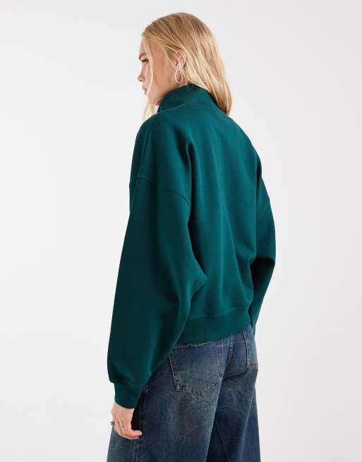 ASOS DESIGN interlock sweatshirt met opstaande boord in teal, 4 van 4