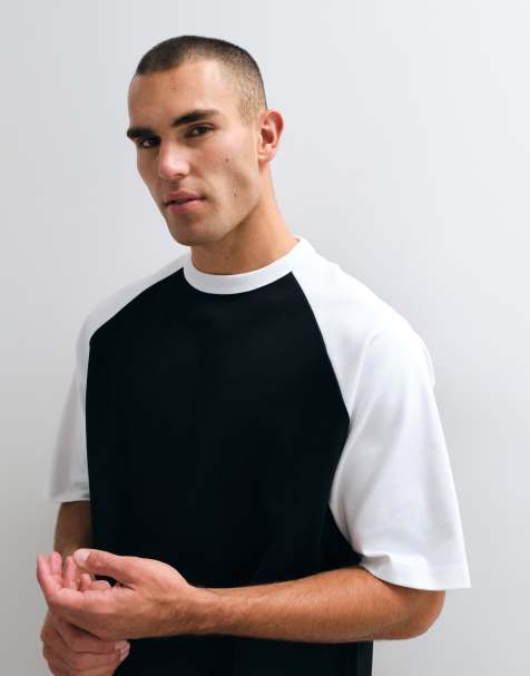 ASOS DESIGN interlock T-shirt raglanowy w czerni - view 1