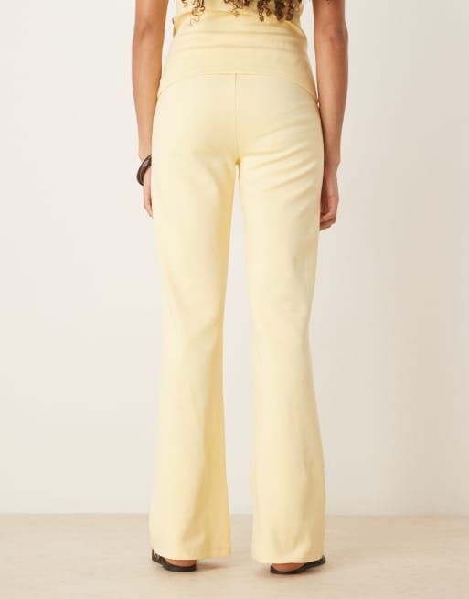 ASOS DESIGN interlock trouser co-ord in yellow, 3 of 5