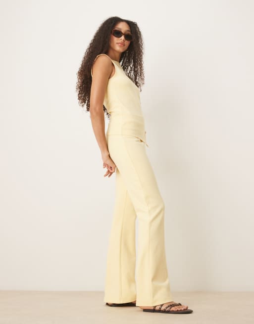 ASOS DESIGN interlock trouser co-ord in yellow, 4 of 5
