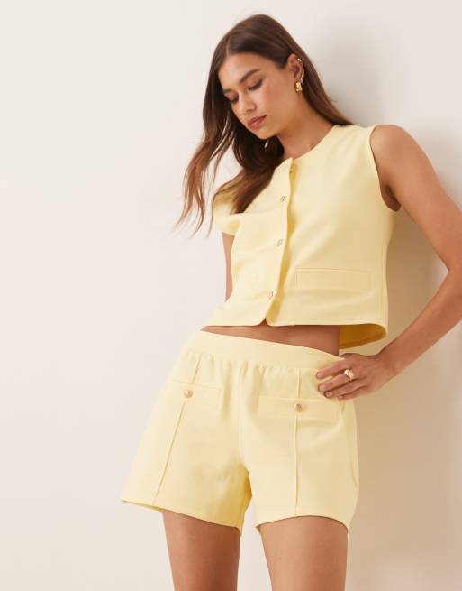 ASOS DESIGN interlock waistcoat in coconut milk (Part of a set)