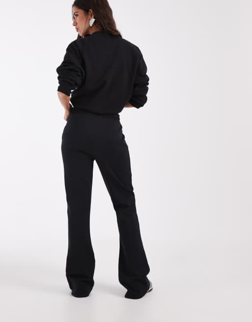 ASOS DESIGN interlock wide leg flare in black, 5 of 5