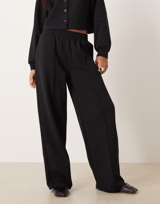 ASOS DESIGN interlock wide leg pants in black (part of a set), 2 of 5