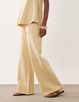 Asos Design Interlock Wide Leg Pants In Yellow