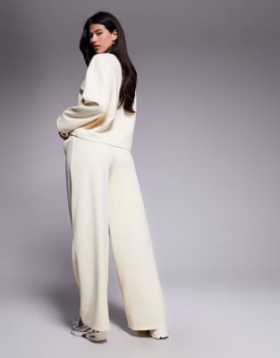 Asos Design Interlock Wide Leg Pants In White