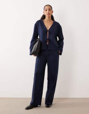 Asos Design Interlock Wide Leg Pants In Blue