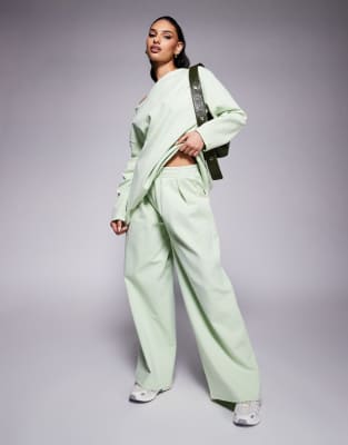 Asos Design Interlock Wide Leg Pants In Brown