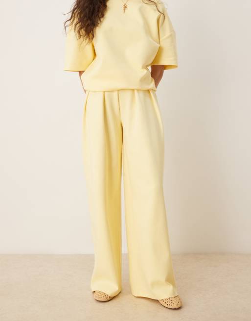 ASOS DESIGN interlock wide leg pants in yellow
