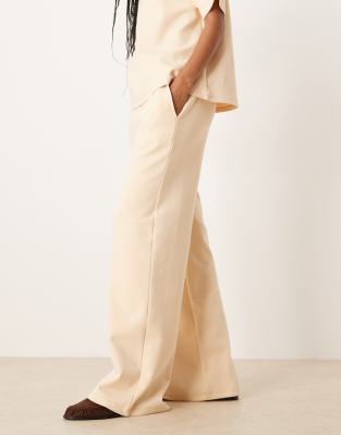 Asos Design Interlock Wide Leg Pants - Part Of A Set-green In Brown