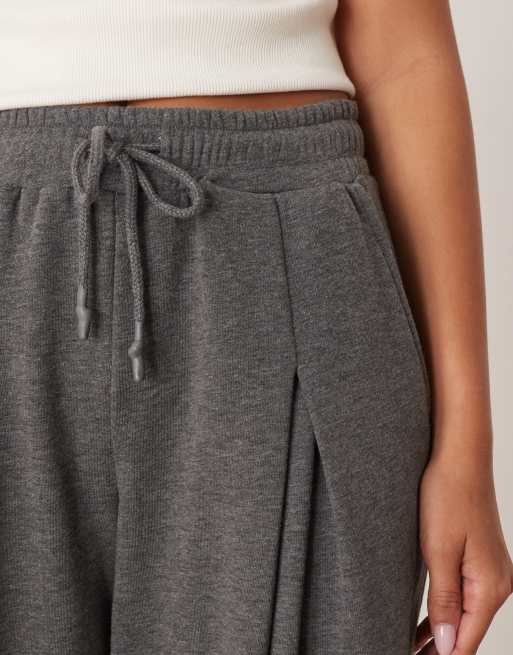 ASOS DESIGN inverted pleats sweatpants in navy