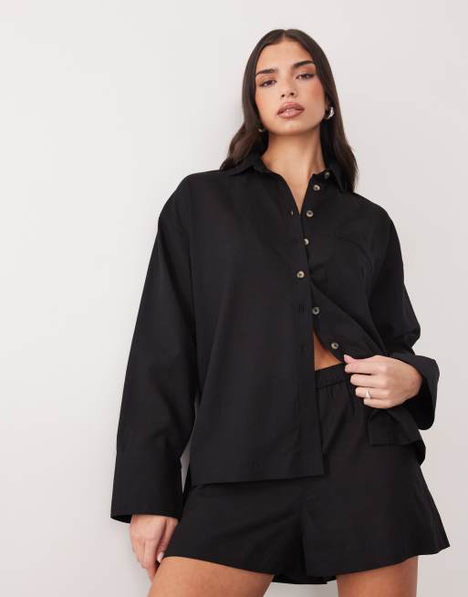 ASOS DESIGN - Ipanema - Chemise de plage transparente en lin mélangé - Noir, 2 de 4
