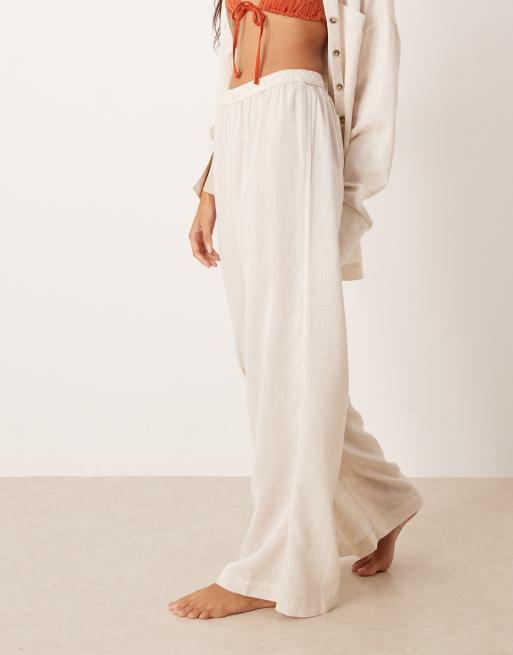 ASOS DESIGN - Ipanema - Naturfarvede strandbukser i gennemsigtig hørblanding, 2 af 5