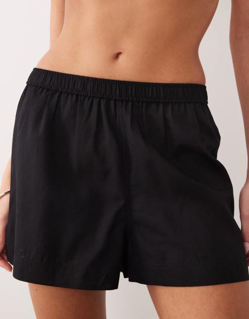 ASOS DESIGN – Ipanema – Transparente Strand-Shorts in Schwarz mit Leinenanteil, 3 von 5