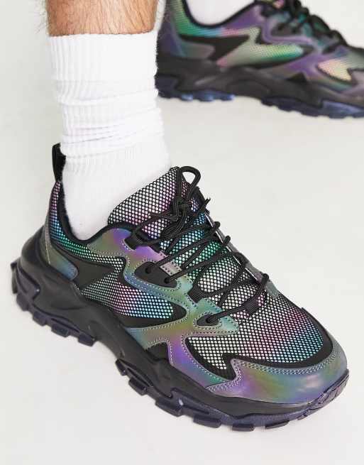 ASOS DESIGN iridescent sneakers on chunky sole