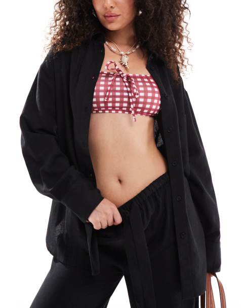 ASOS DESIGN - Isabel - Mix & Match - Camicia oversize da mare nera in misto lino - view 1