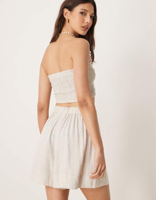 ASOS DESIGN - Isabel Mix & Match - Pantaloncini da mare in misto lino colore naturale, 4 di 5