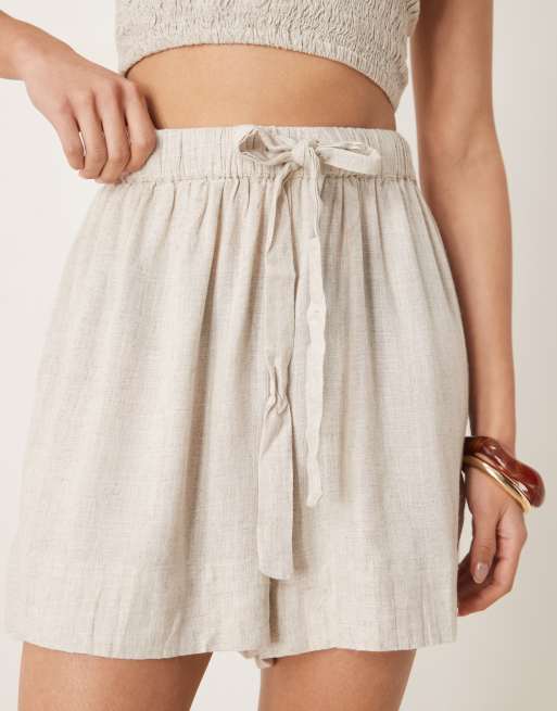 ASOS DESIGN - Isabel Mix & Match - Pantaloncini da mare in misto lino colore naturale, 5 di 5