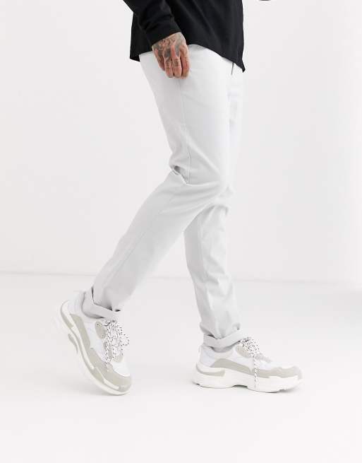 ASOS DESIGN — Isgrå chinos med smal pasform