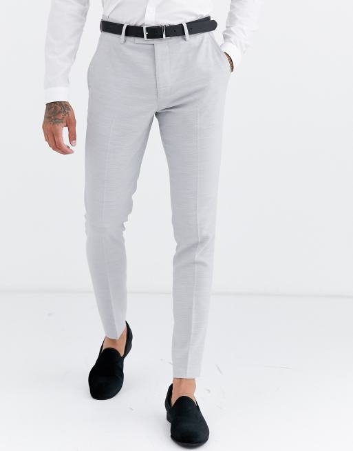 ASOS DESIGN – Isgrå superskinny bryllupshabitbukser med mikro-tekstur