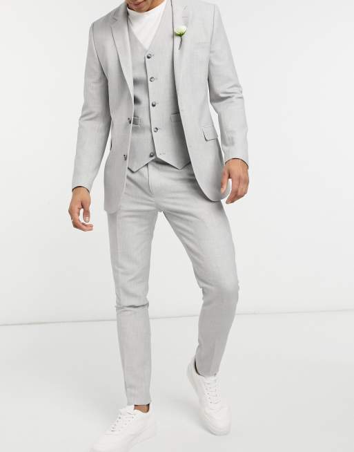 ASOS DESIGN – Isgrå superskinny bryllupshabitbukser med mikro-tekstur, 4 af 4