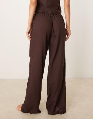 ASOS DESIGN Ivy linen blend beach pants in brown
