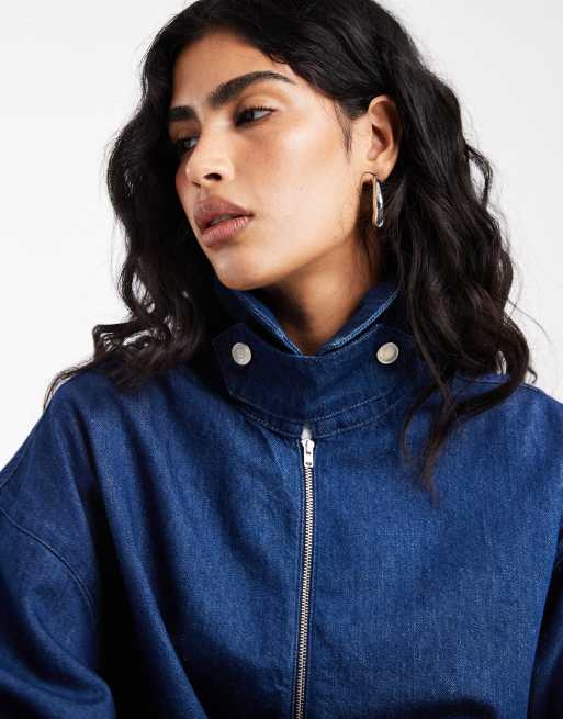 ASOS DESIGN - Jack met bubbelzoom en opstaande boord in indigo, 3 van 4