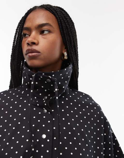 ASOS DESIGN - Jack met opstaande boord en knoopsluiting in zwart met stippen, 3 van 4
