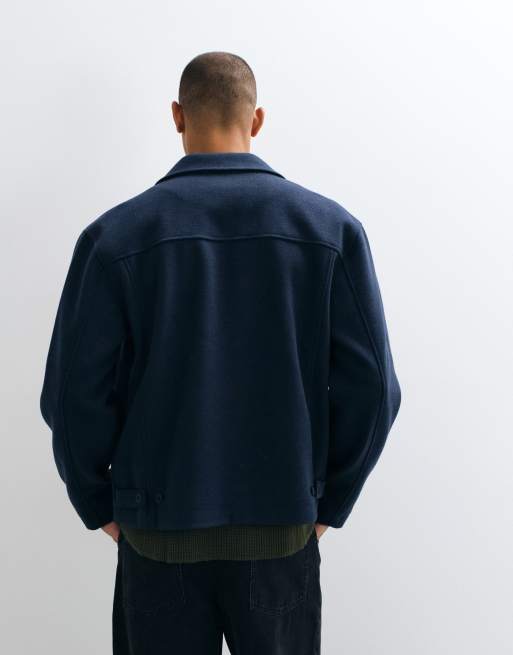 ASOS DESIGN jack met rits in wollook in marineblauw, 4 van 5