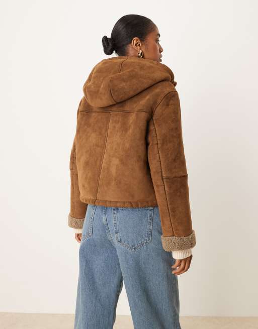 ASOS DESIGN - Jack van borg met capuchon in mokka, 4 van 4