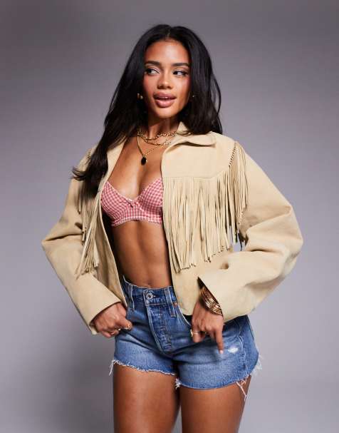 ASOS DESIGN - Jack van echt suède met franjes in lichtgeel - view 1