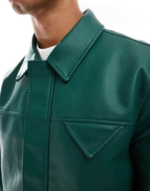 ASOS DESIGN - Jack van imitatieleer in donkergroen, 3 van 4