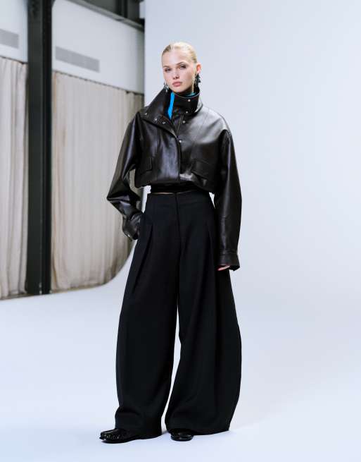 ASOS DESIGN - Jack van imitatieleer met opstaande boord in chocoladebruin, 3 van 4