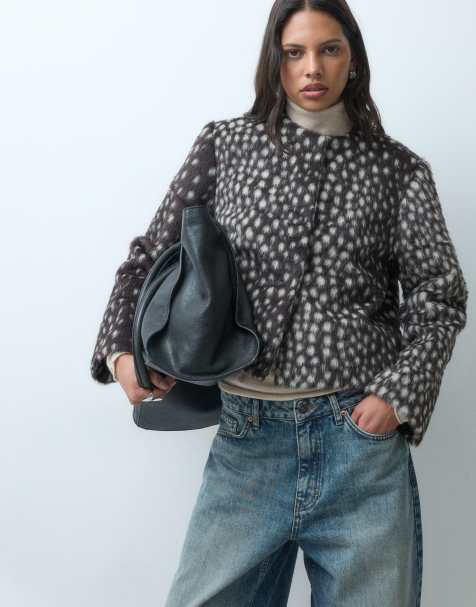 ASOS DESIGN jack zonder kraag van faux-fur met dierenprint - view 1