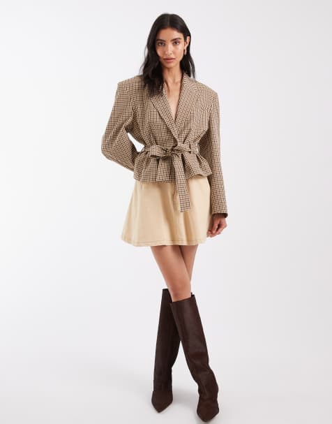 ASOS DESIGN jacka med boxig passform, bälte och kort längd - view 1