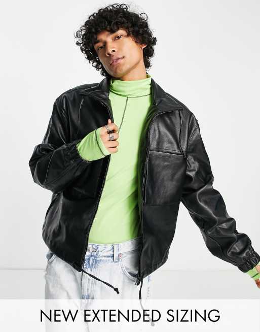 ASOS DESIGN – Jacke aus Kunstleder in Schwarz
