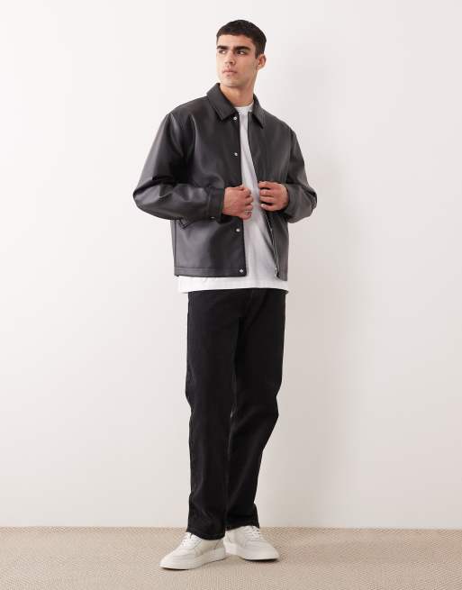 ASOS DESIGN – Jacke aus Kunstleder in Schwarz, 3 von 5